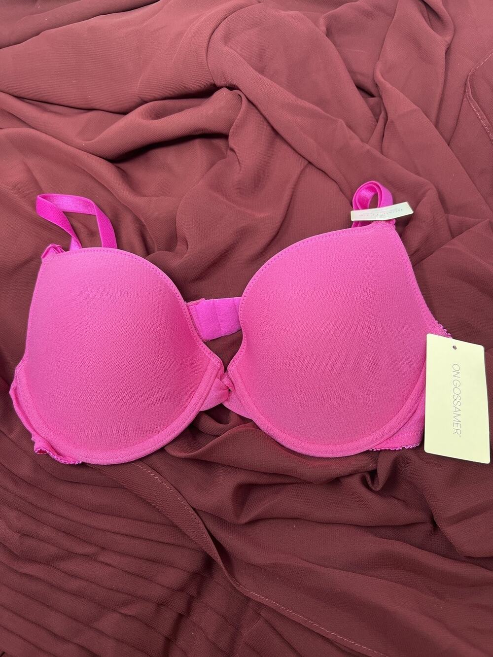 On Gossamer NWT US 32D Pink Bump It Up 3201 Underwire Push Up Bra